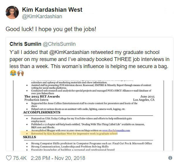 kim k job tweet