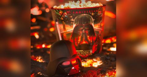 Regal is selling a 'Revenge of the Sith' popcorn bucket and Darth Vader cup.