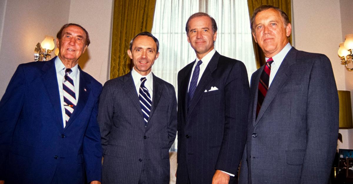 (L-R) J. Strom Thurmond, David Souter, Joe Biden, and Warren Rudman on July 26, 1990.