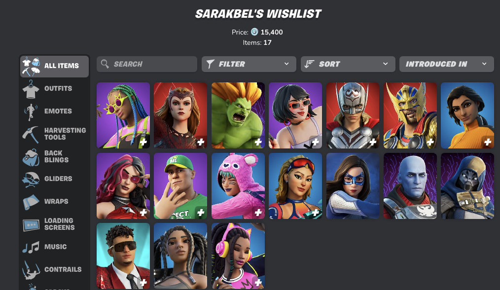 Your Wishlist on Fortnite.gg - Fortnite account