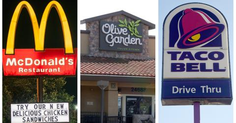 McDonald's, Olive Garden, and Taco Bell