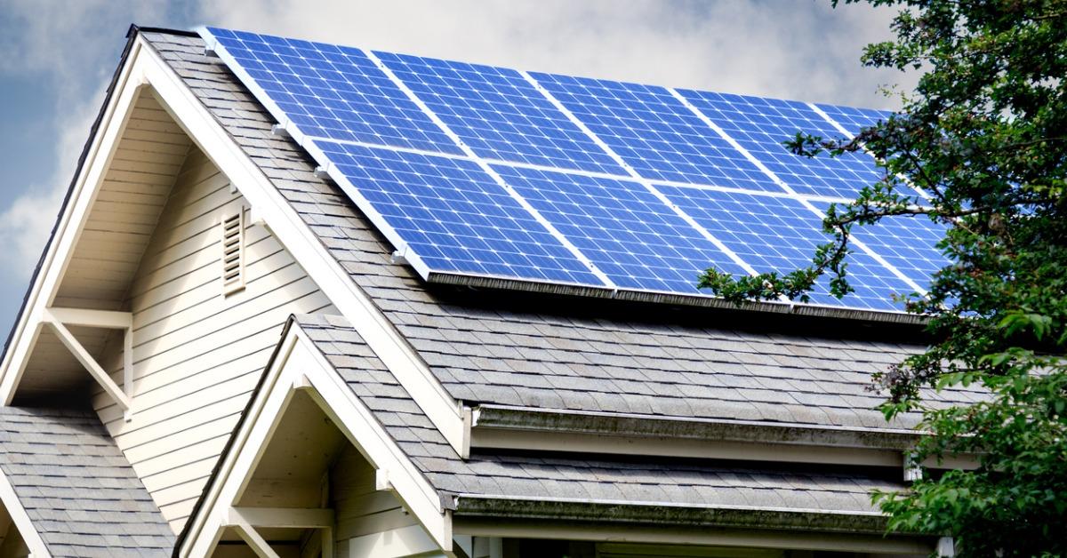 solar panels on roof of home picture id