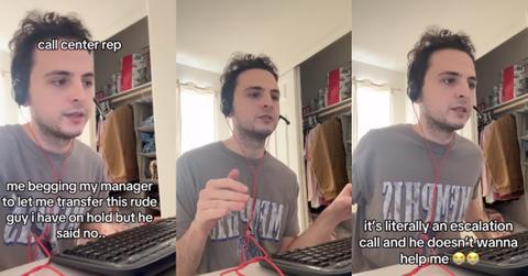 call center employee grows more frustrated