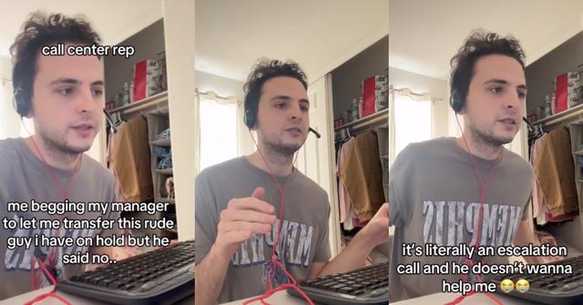 call center employee grows more frustrated