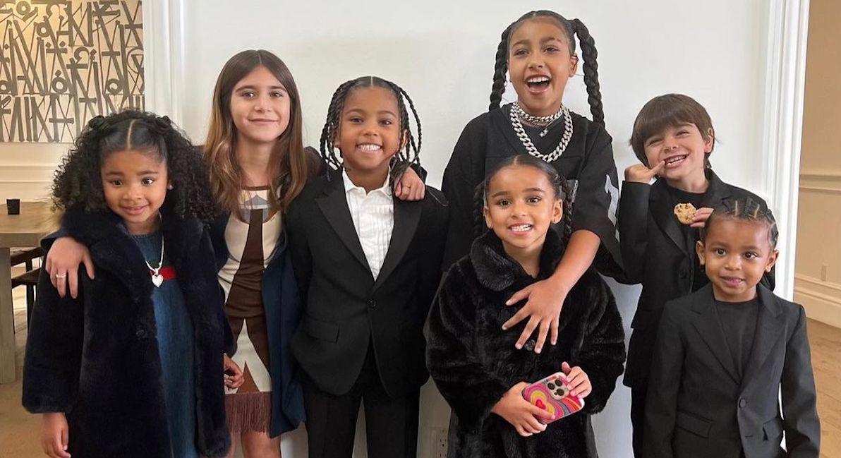 Kardashian cousins True, Penelope, Saint, North, Dream, Reign, and Psalm. 