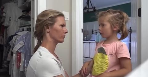 Ruby and Eve Franke in their bathroom.