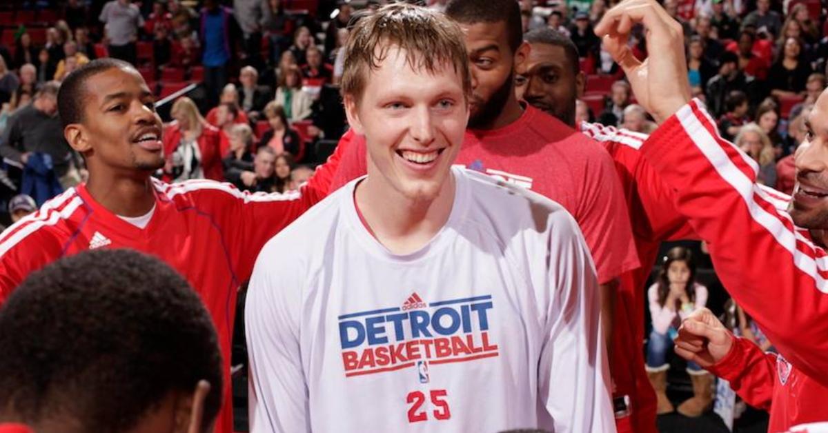 Kyle Singler playing for the Detroit Pistons