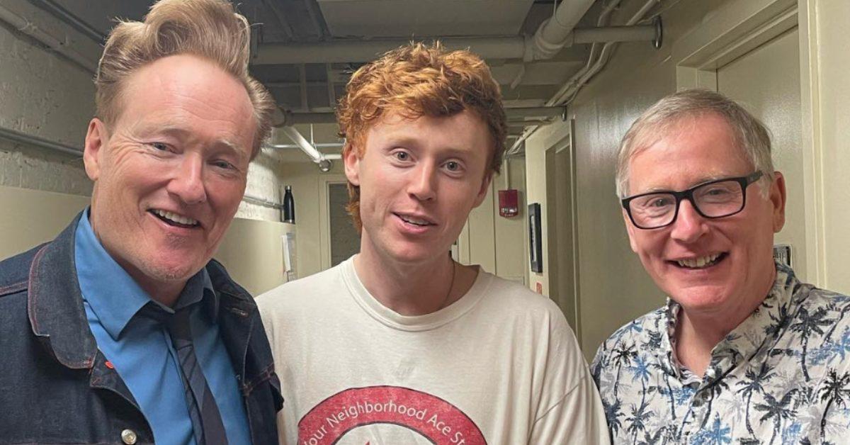 Ben Marshall with Conan O’Brien (left) and his real father (right).