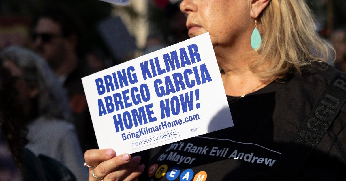 Protester demanding Kilmar Abrego Garcia be returned home