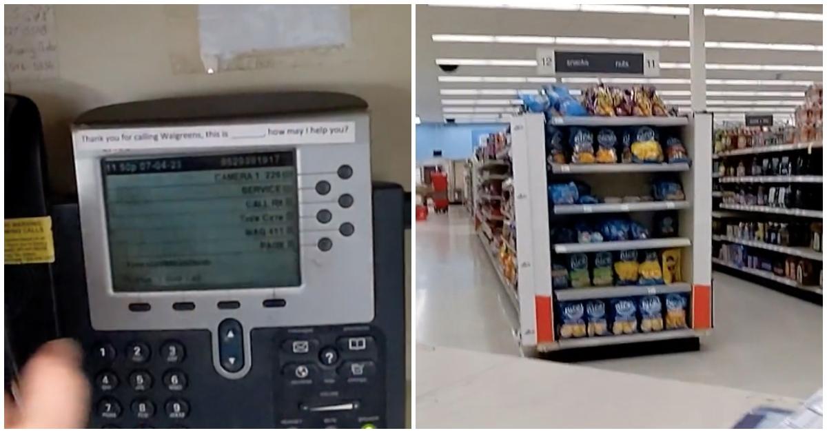 Walgreens employee gets on loud speaker to tell customer who won't leave the store that the store is closing.