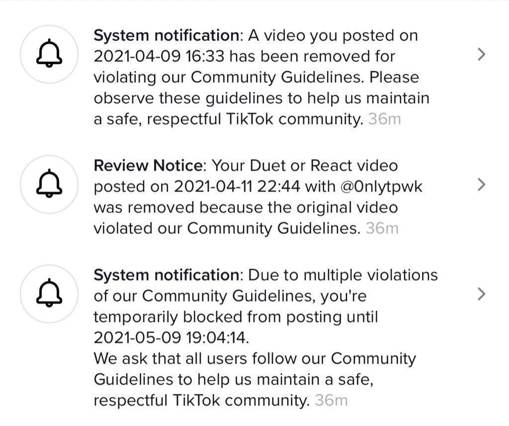 TikTok Account Banned notification