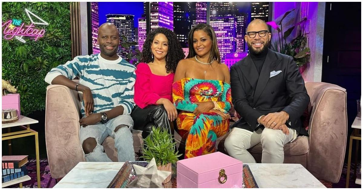 (l-r): Funky Dineva and 'Tea-Gif' co-hosts Claudia Jordan and Al Reynolds with a guest