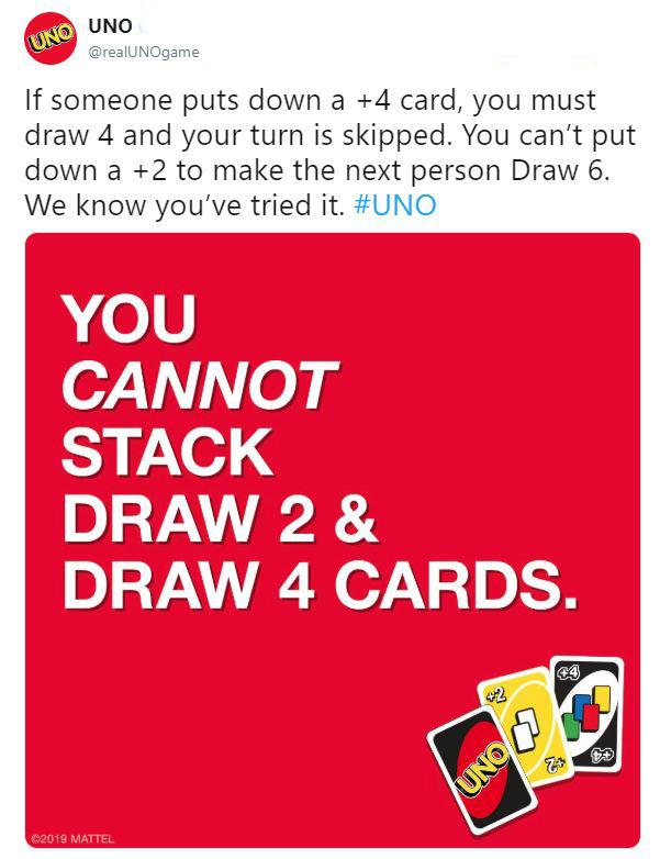 UNO on X: When a card with an Add-a-Rule icon is played, the player who  played it gets to make up a rule which must be acted upon each time another  card