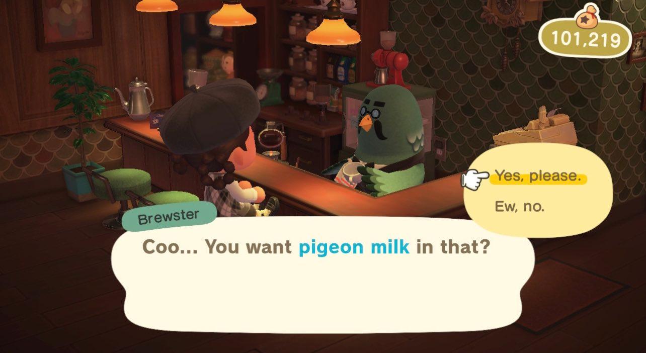 Brewster offering pigeon milk