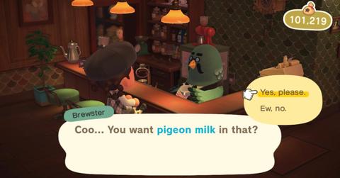 Brewster offering pigeon milk