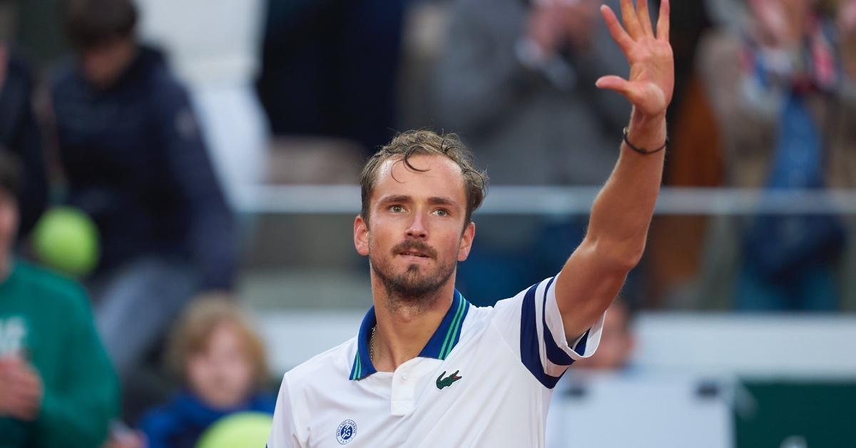 Daniil Medvedev celebrates his victory against Tomas Machac of the Czech Republic in the Men's Singles