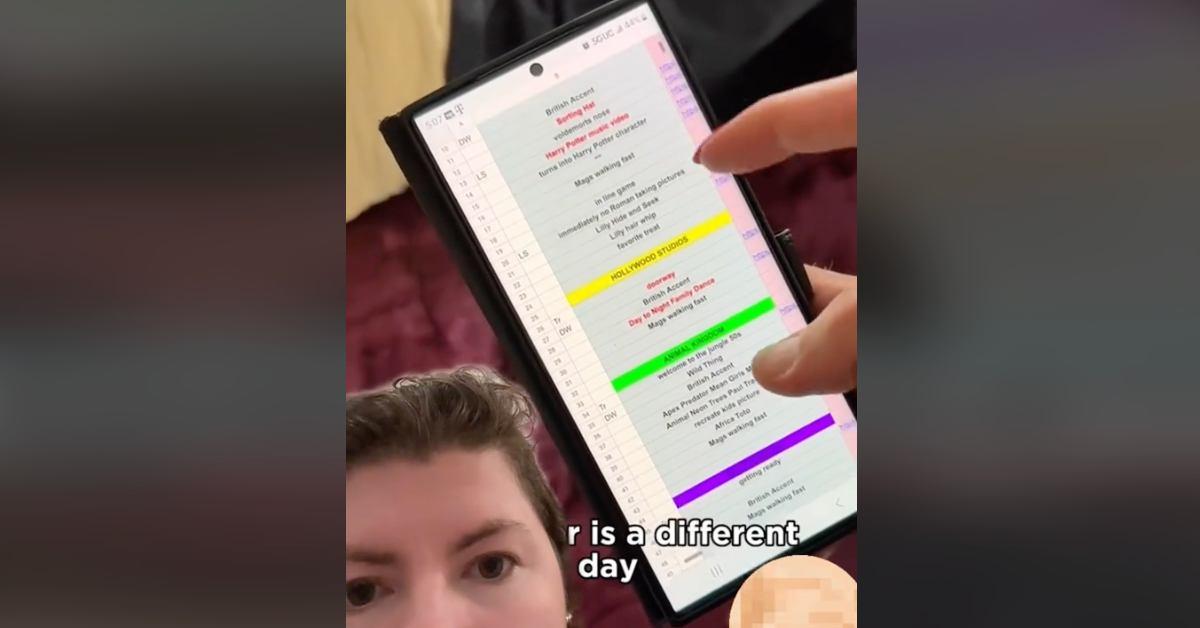 The vlogging mom showing the family's vacation spreadsheet