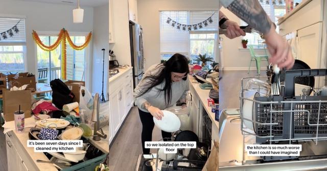 woman's kitchen a mess after she had covid