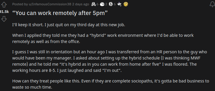 Hybrid Employee Quits