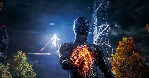 Spider-Man dons a black and gold suit in 'No Way Home'