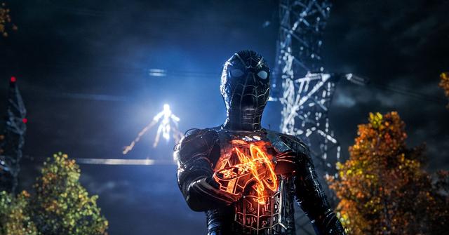 Spider-Man dons a black and gold suit in 'No Way Home'
