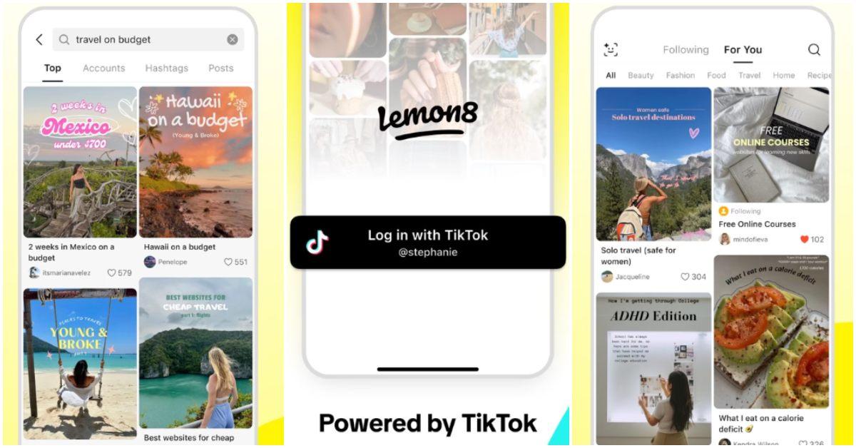 Lemon8 app layout