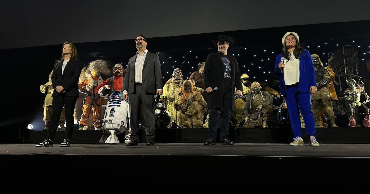 (L-R) Kathleen Kennedy, James Mangold, Dave Filoni, and Sharmeen Obaid-Chinoy