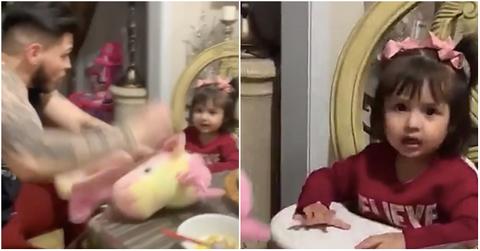 dad stuffed animal beating