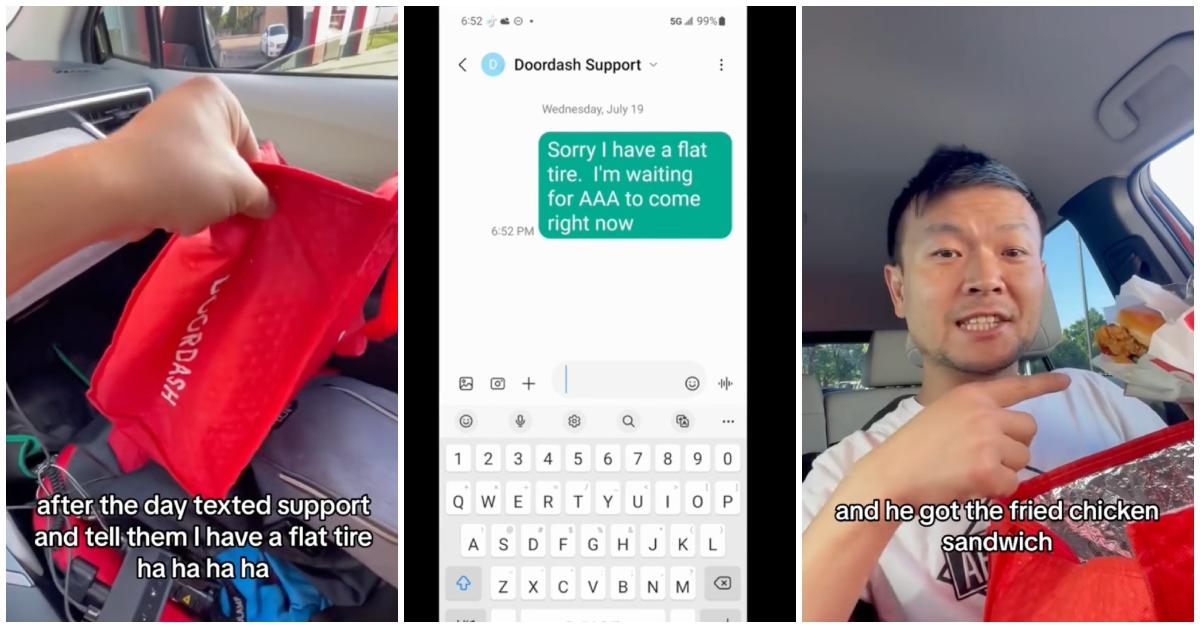 DoorDash Driver Pretends to Have Flat Tire in Social Video