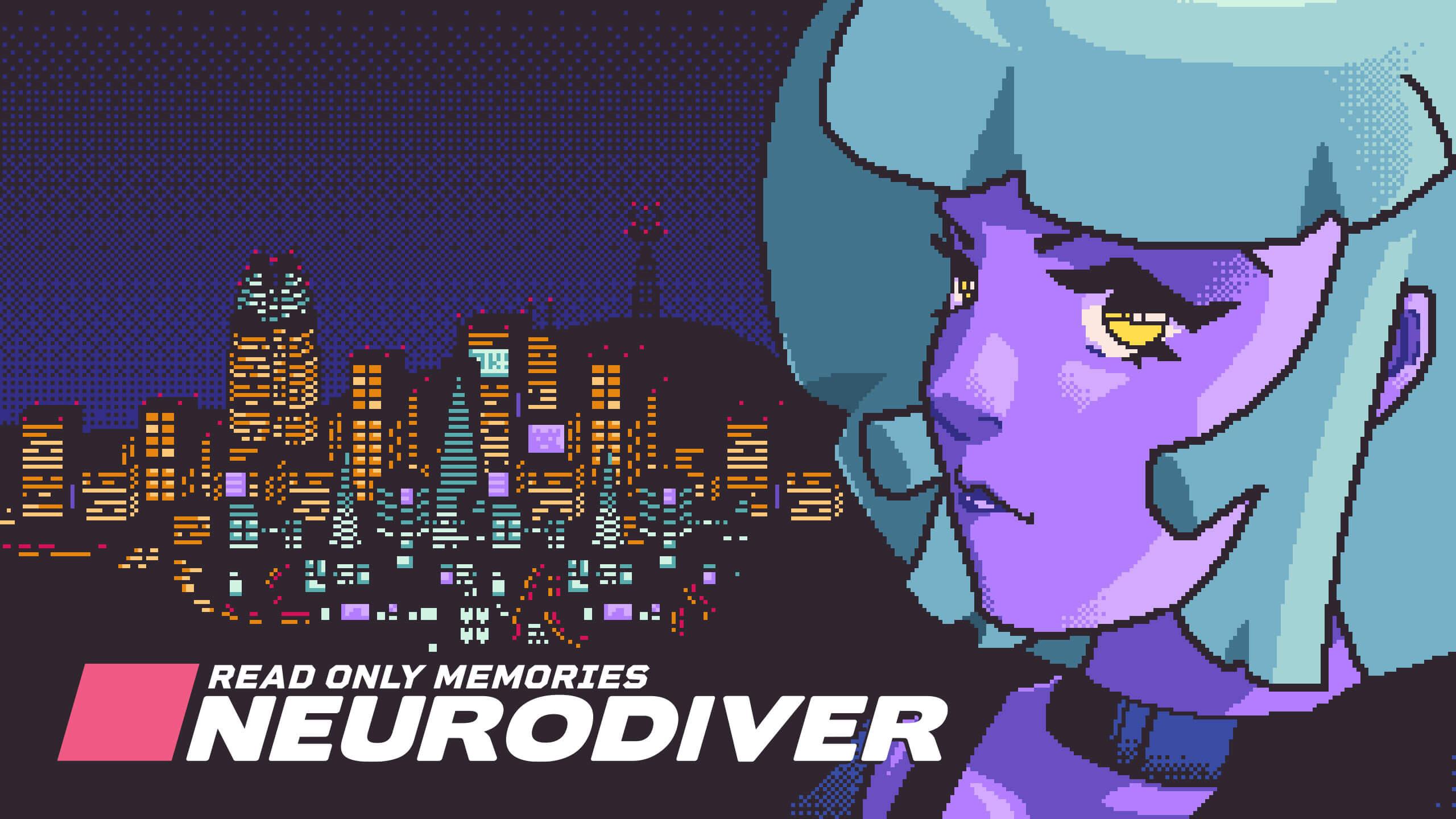 Read Only Memories: Neurodiver close-up shot of ES88 with Neo-San Francisco behind her.