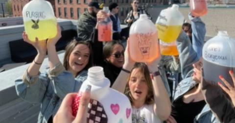 A group of girls holding up their borgs