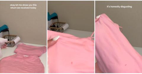 pink dress with stains