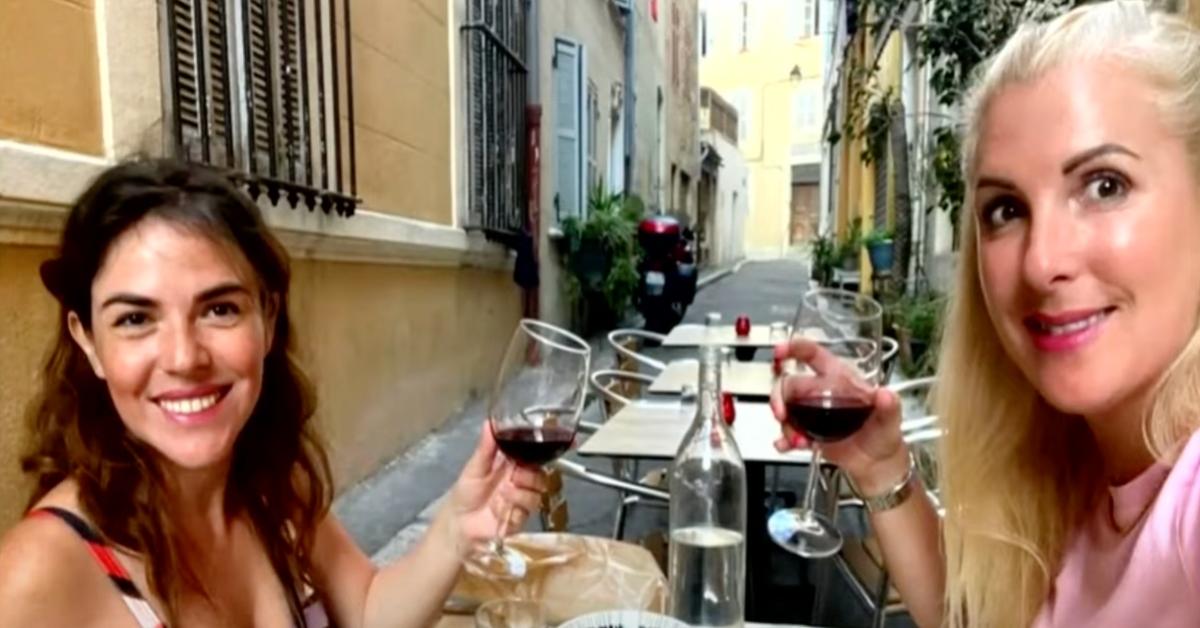 Ana Maria Knezevic Henao (L) eating dinner with a friend