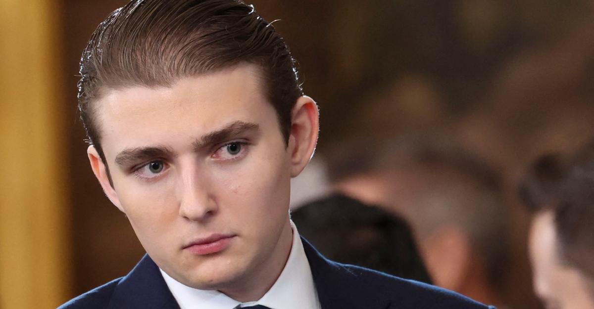 Barron Trump wears a suit at his father's second inauguration