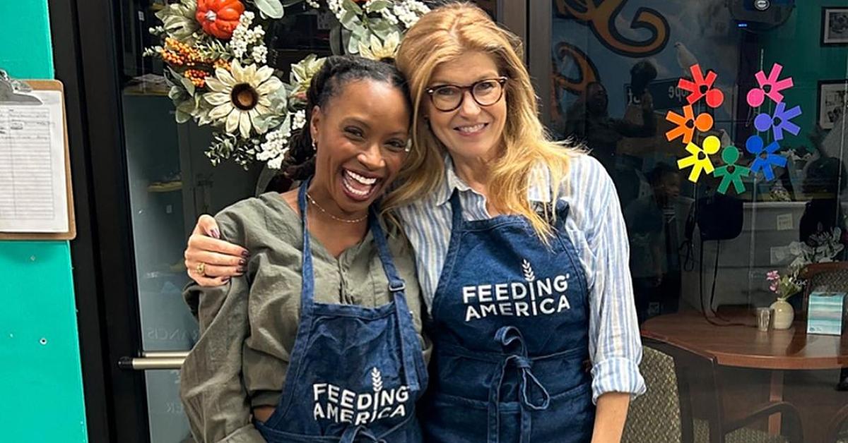 Hampton and Connie Britton and Shanola volunteer with Feeding America at St. Francis Center in Los Angeles. 