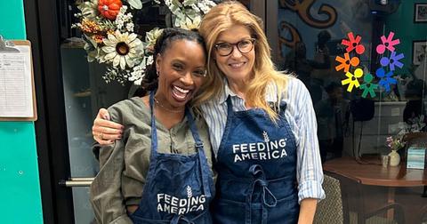 Hampton and Connie Britton and Shanola volunteer with Feeding America at St. Francis Center in Los Angeles.