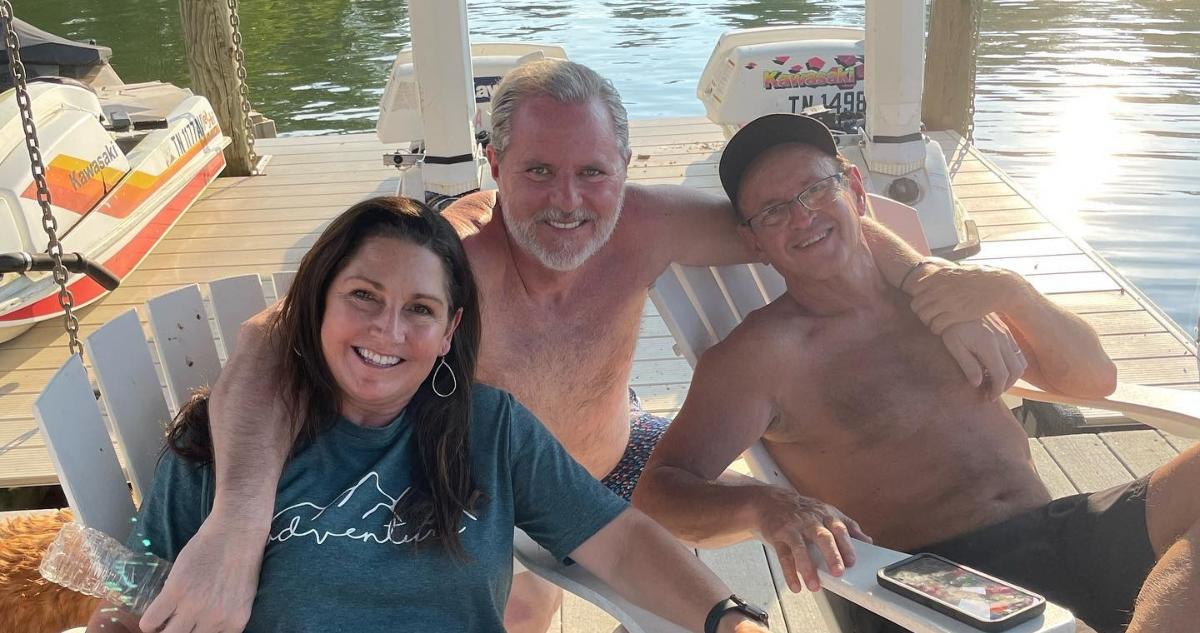 Becki and Jerry Falwell with a friend on their farm