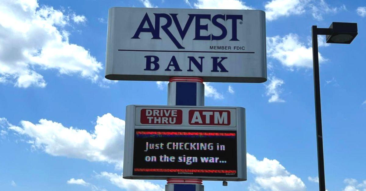 Arvest Bank sign war