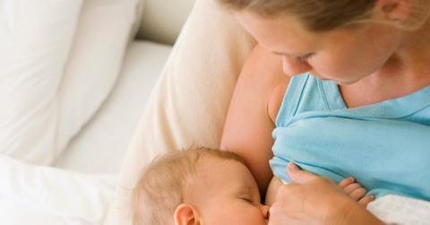 mom breastfeeding son