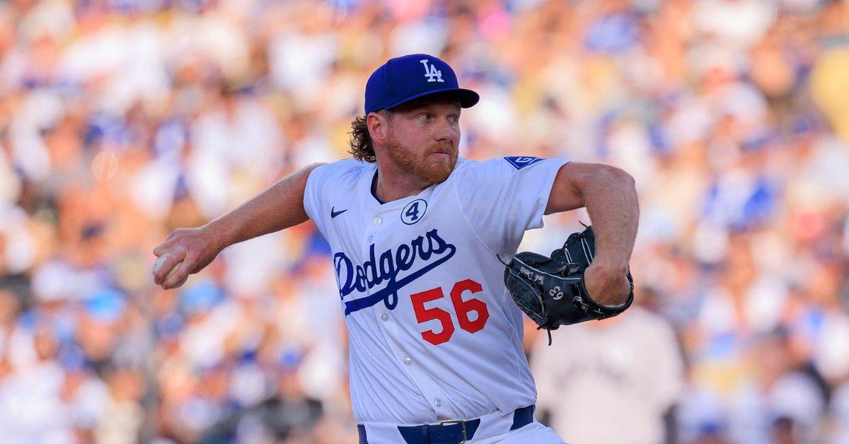 Javier Rojas pitching for the L.A. Dodgers.