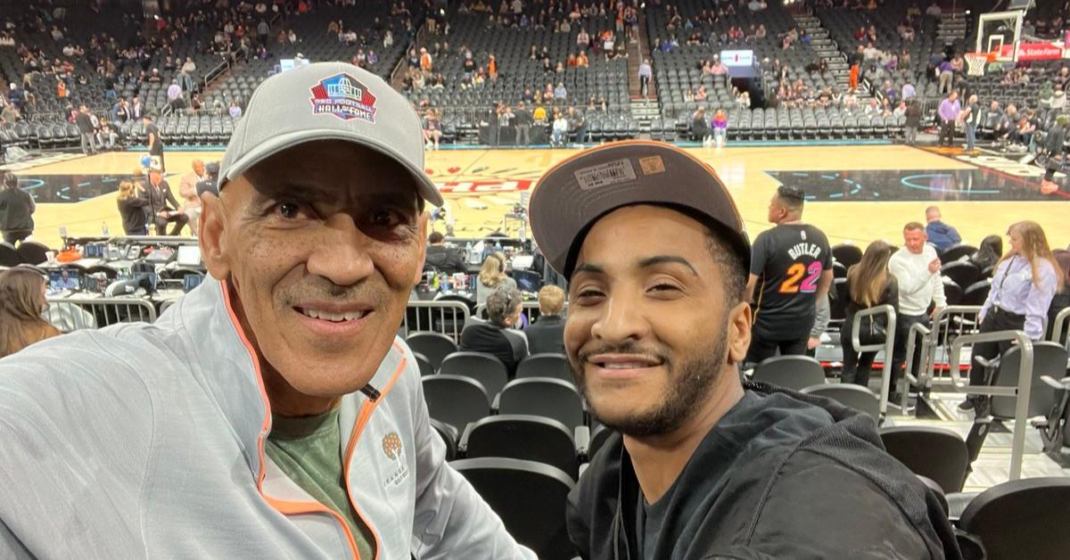 Tony Dungy and his son Jordan at a Phoenix Suns game.