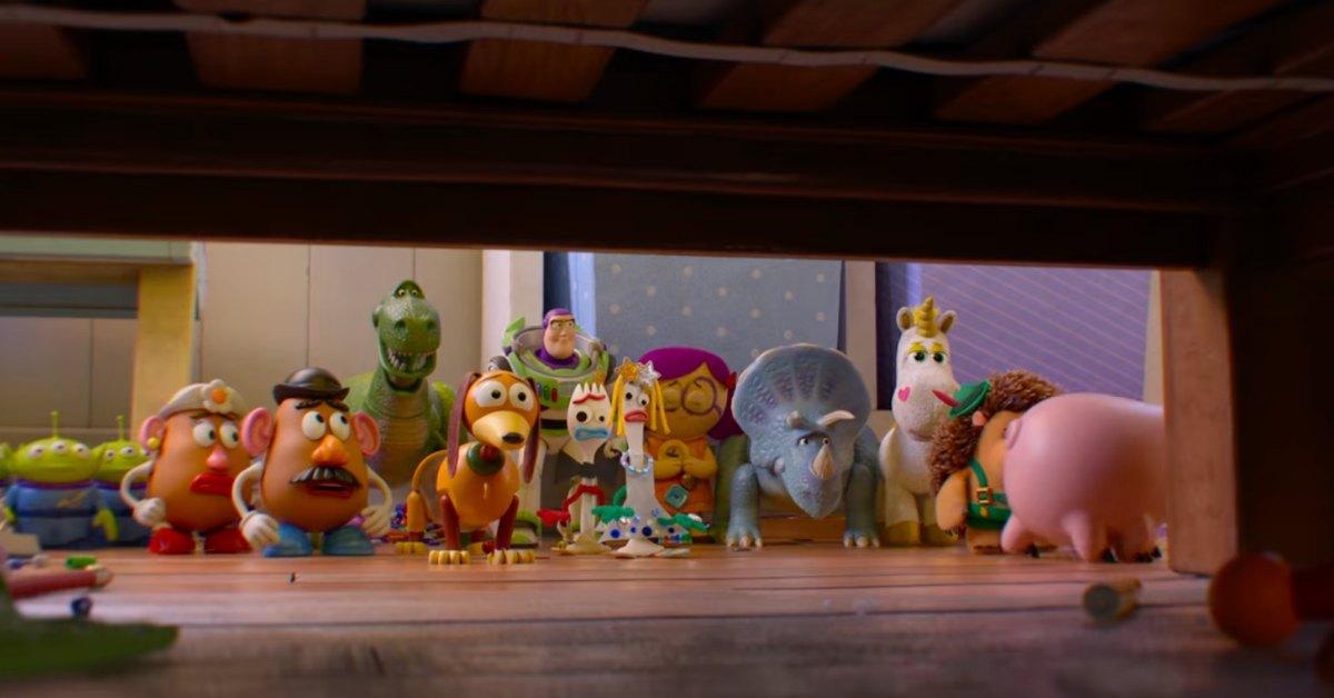 All the toys gathered together in 'Toy Story 5'.