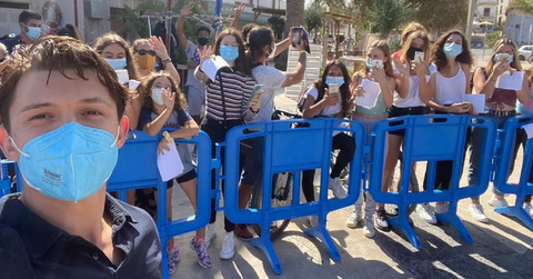 Tom Holland from the 'Uncharted' set