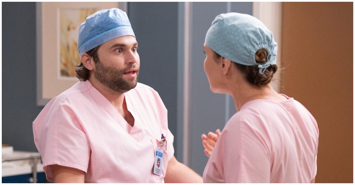 (l-r): Jake Borelli and Camilla Luddington as Dr. Levi Schmitt and Dr. Jo Wilson