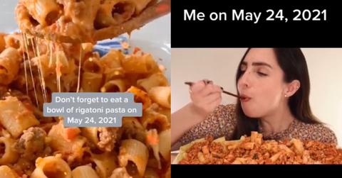 Eat a Bowl of rigatoni pasta day May 24, 2021 tiktok