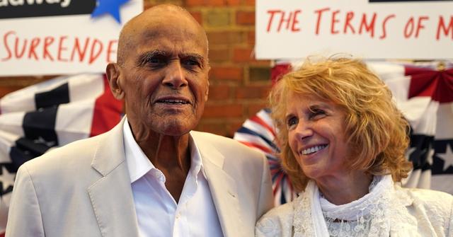 Harry Belafonte and Pamela Frank attend "The Terms Of My Surrender" Broadway Opening Night