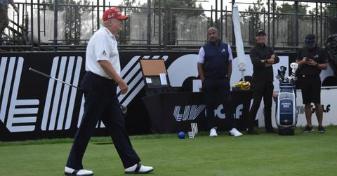 Donald Trump at a LIV pro-am golf tournament in 2023.