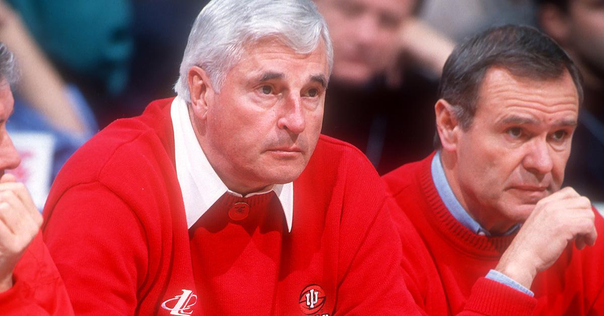 Bob Knight on the sidelines during an Indiana game against Oklahoma. 