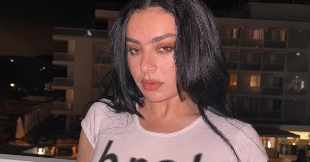 Charli XCX in a "brat" shirt