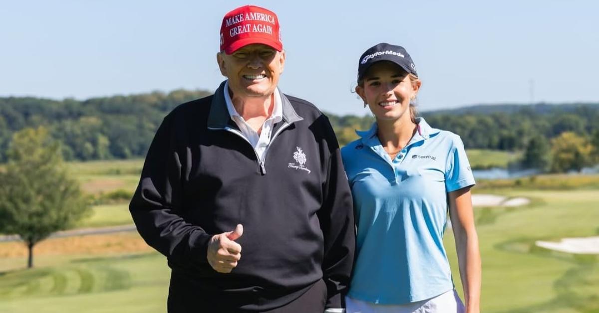 Donald Trump with Kai Trump on a golf course.